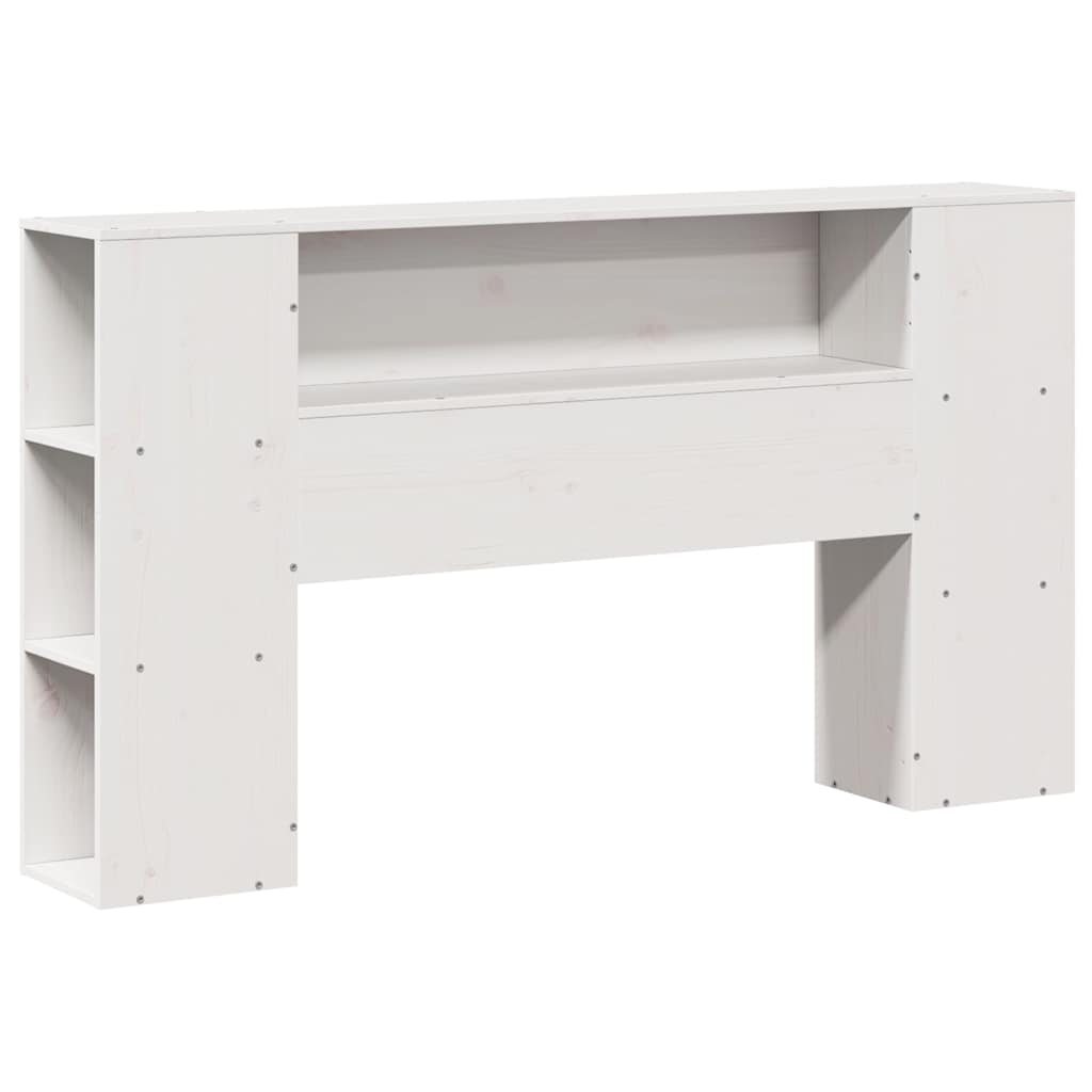 vidaXL Pat cu bibliotecă fără saltea, alb, 135x190 cm, lemn masiv pin