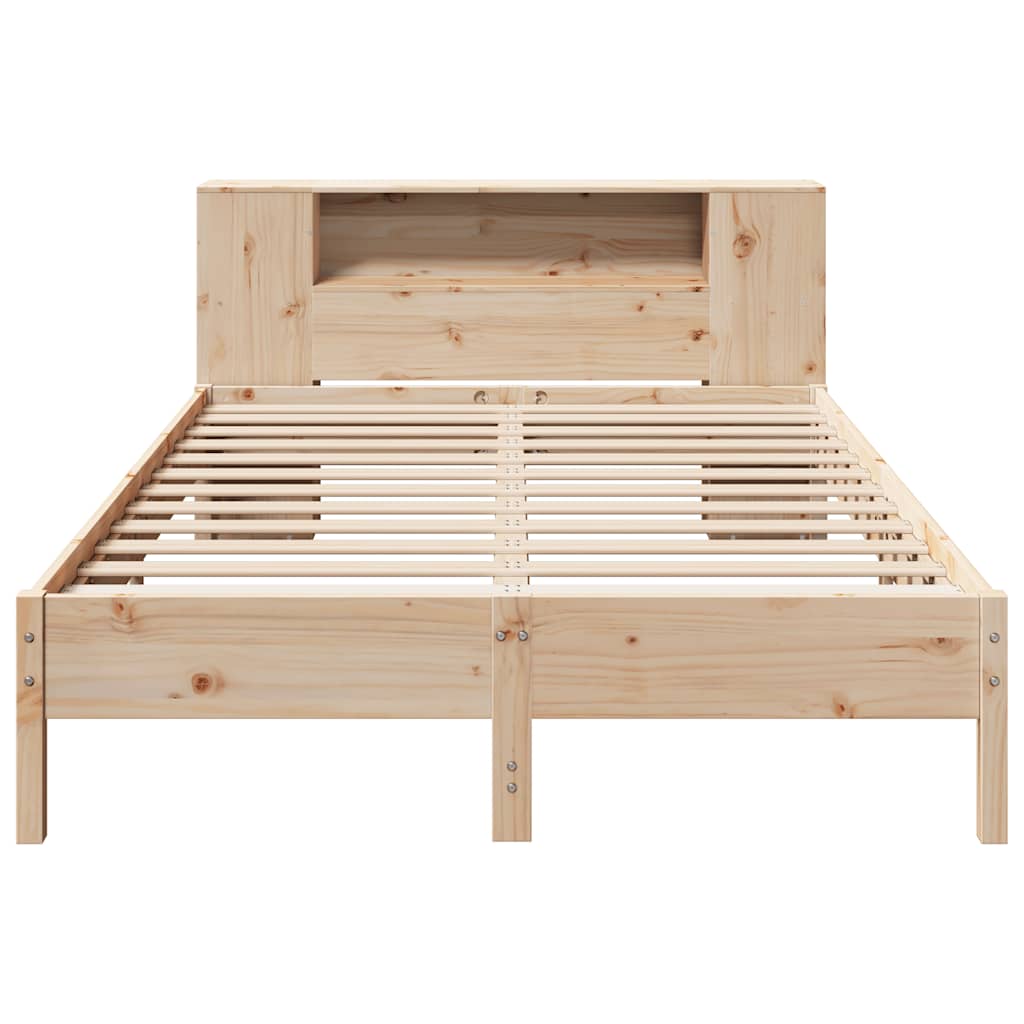 vidaXL Pat cu bibliotecă fără saltea, 120x190 cm, lemn masiv de pin