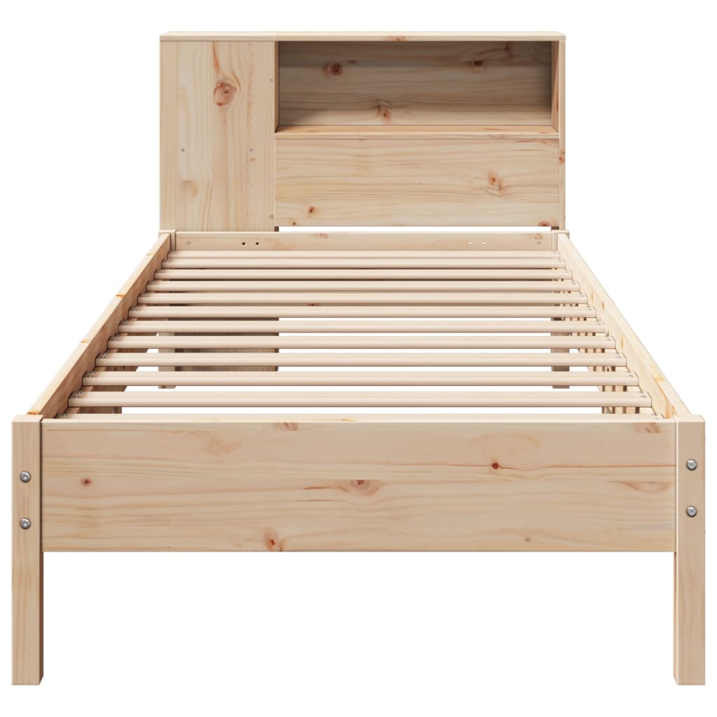 vidaXL Pat cu bibliotecă fără saltea, 100x200 cm, lemn masiv pin