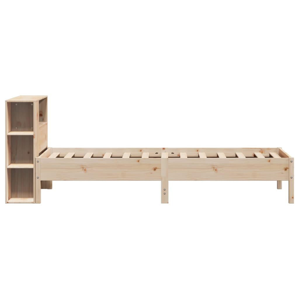 vidaXL Pat cu bibliotecă fără saltea, 90x200 cm, lemn masiv pin vidaXL Pat cu bibliotecă fără saltea, 90x200 cm, lemn masiv pin