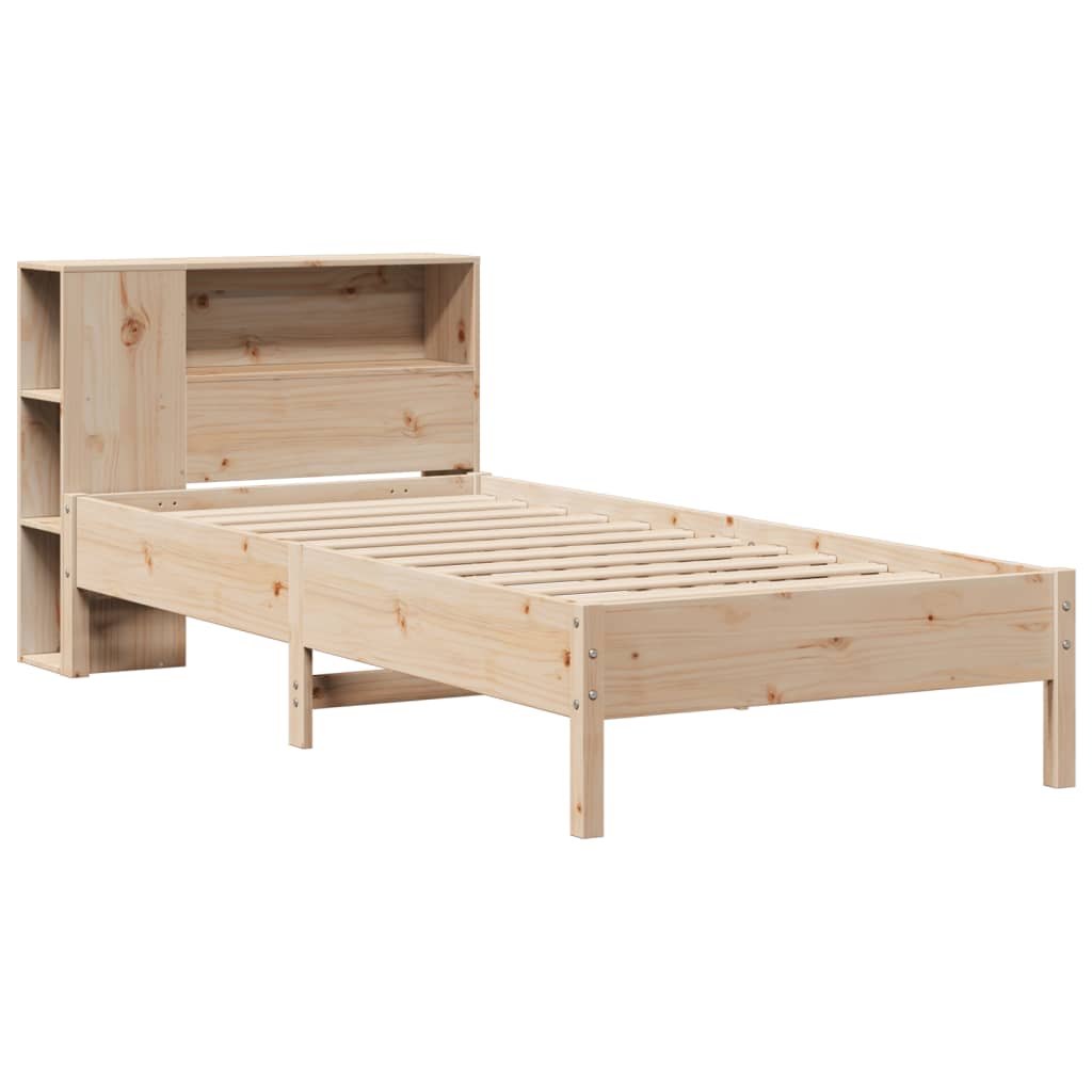 vidaXL Pat cu bibliotecă fără saltea, 90x190 cm, lemn masiv de pin vidaXL Pat cu bibliotecă fără saltea, 90x190 cm, lemn masiv de pin