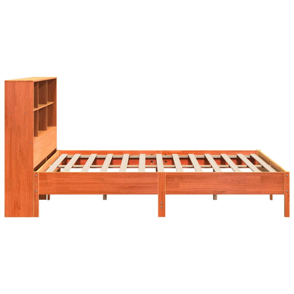 vidaXL Pat cu bibliotecă fără saltea maro 180x200 cm lemn masiv de pin