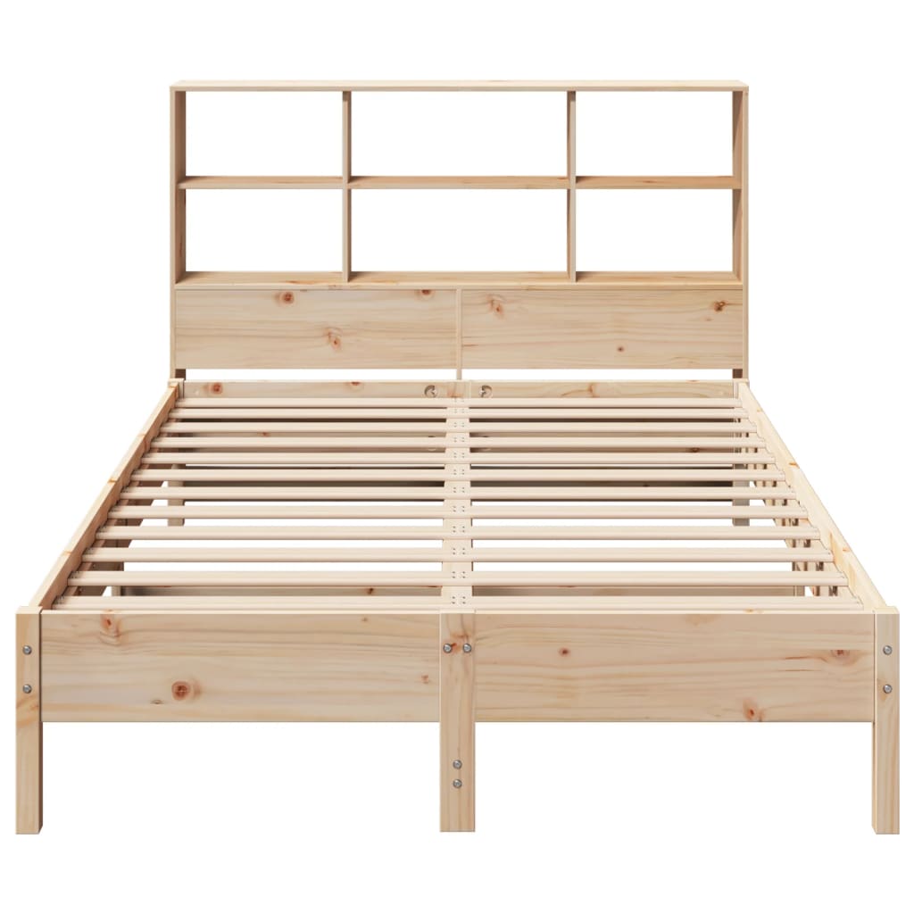 vidaXL Pat cu bibliotecă fără saltea, 140x190 cm, lemn masiv de pin vidaXL Pat cu bibliotecă fără saltea, 140x190 cm, lemn masiv de pin