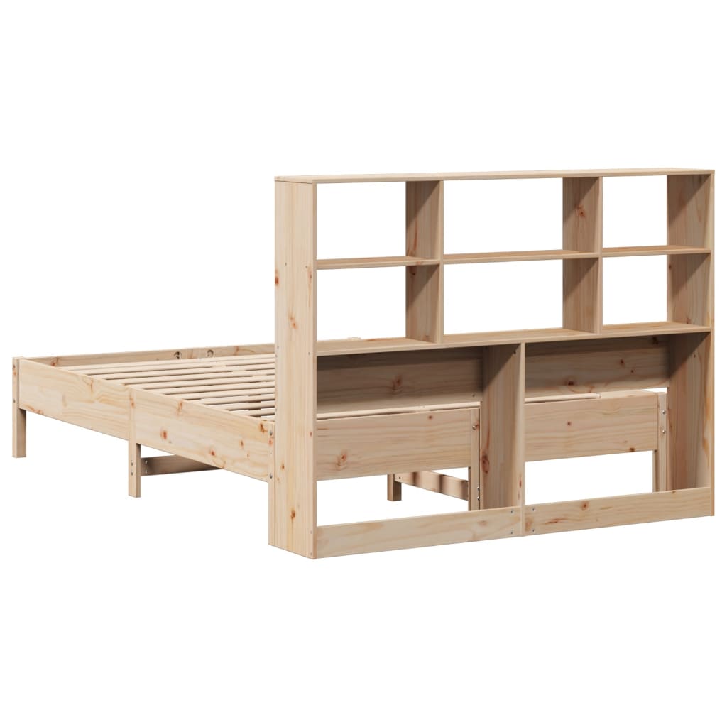 vidaXL Pat cu bibliotecă fără saltea, 120x190 cm, lemn masiv de pin vidaXL Pat cu bibliotecă fără saltea, 120x190 cm, lemn masiv de pin