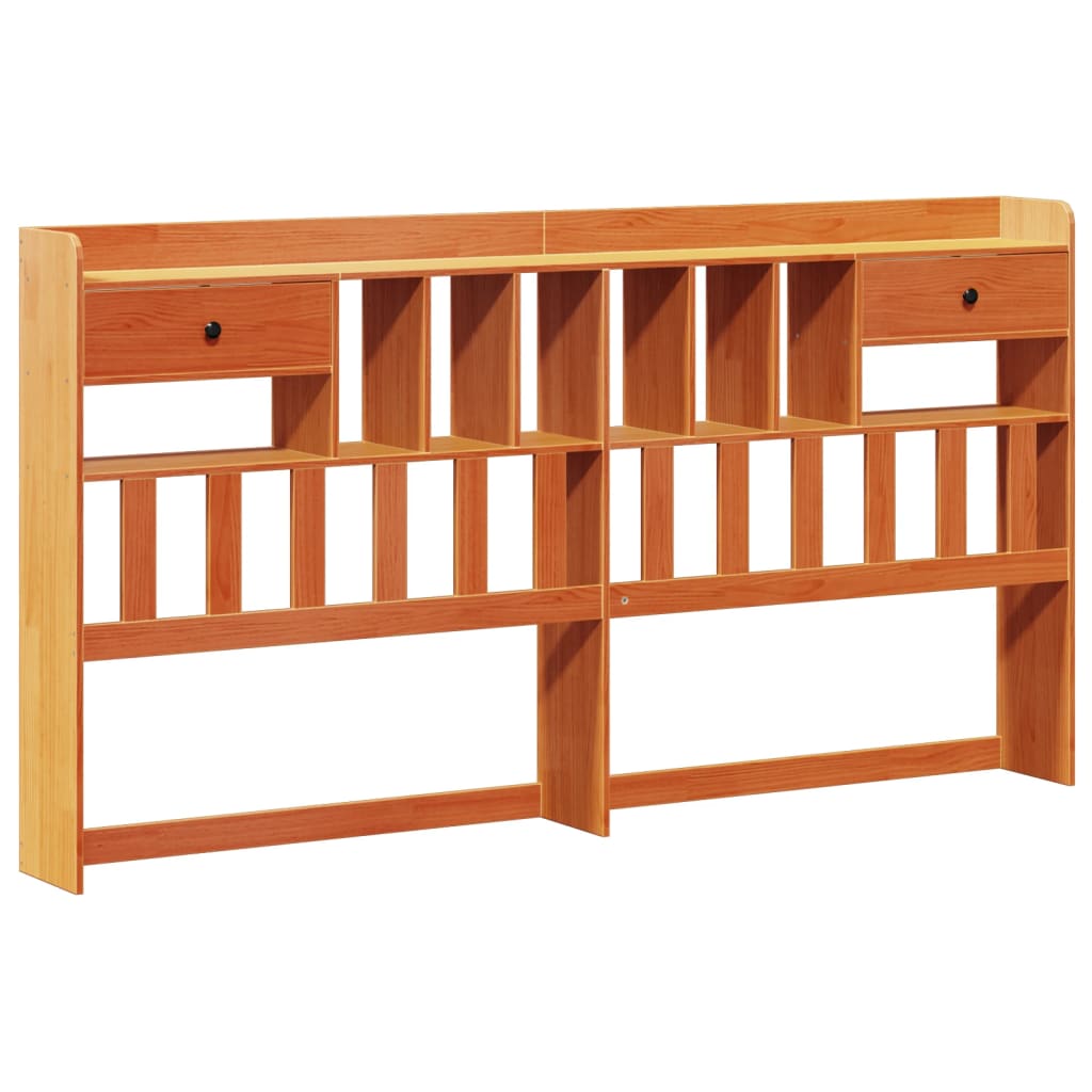 vidaXL Pat cu bibliotecă fără saltea maro 180x200 cm lemn masiv de pin