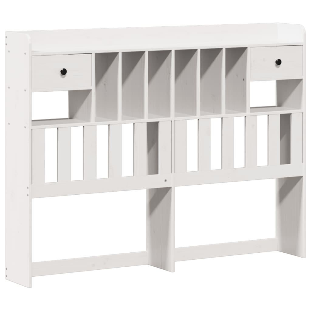 vidaXL Pat cu bibliotecă fără saltea, alb, 160x200 cm, lemn masiv pin vidaXL Pat cu bibliotecă fără saltea, alb, 160x200 cm, lemn masiv pin