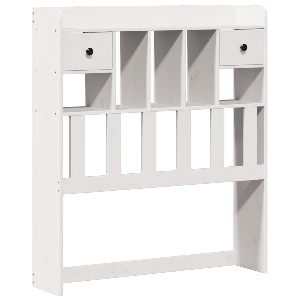 vidaXL Pat cu bibliotecă fără saltea, alb, 90x200 cm, lemn masiv pin vidaXL Pat cu bibliotecă fără saltea, alb, 90x200 cm, lemn masiv pin