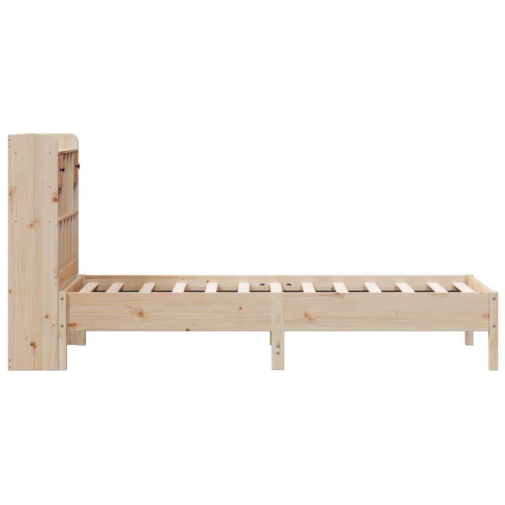 vidaXL Pat cu bibliotecă fără saltea, 90x190 cm, lemn masiv de pin vidaXL Pat cu bibliotecă fără saltea, 90x190 cm, lemn masiv de pin