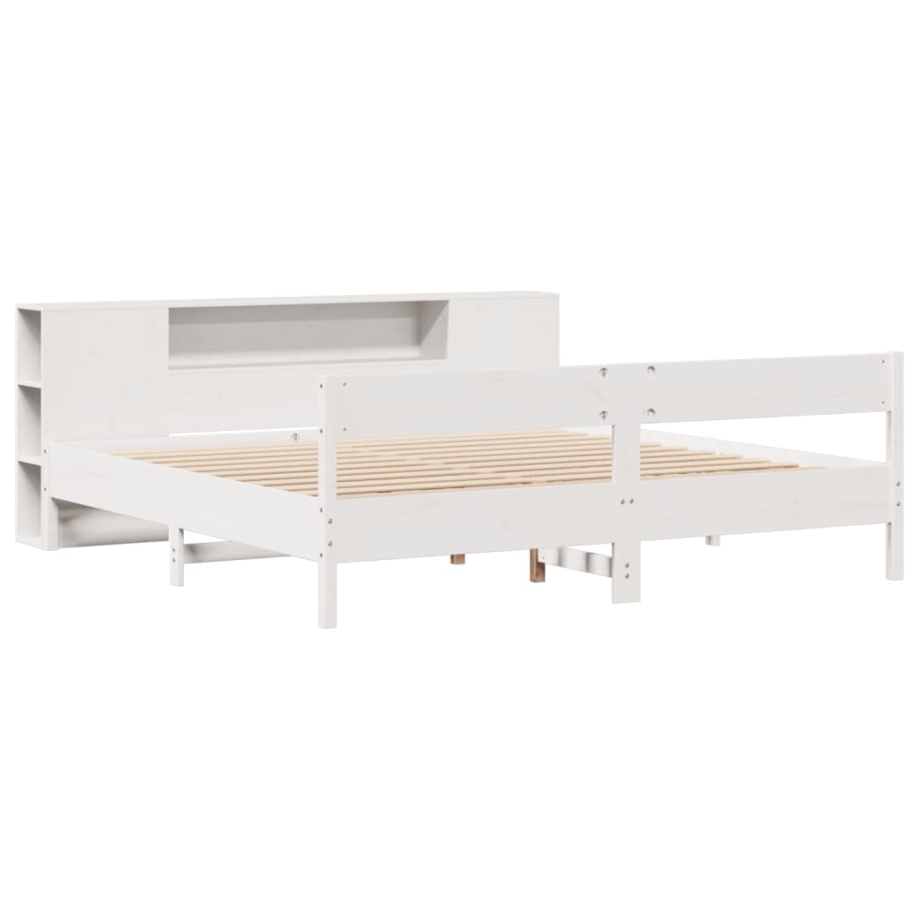 vidaXL Pat cu bibliotecă fără saltea, 180x200 cm, lemn masiv de pin