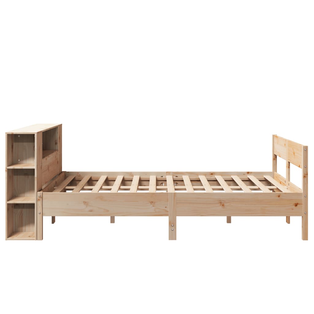 vidaXL Pat cu bibliotecă fără saltea, 150x200 cm, lemn masiv de pin