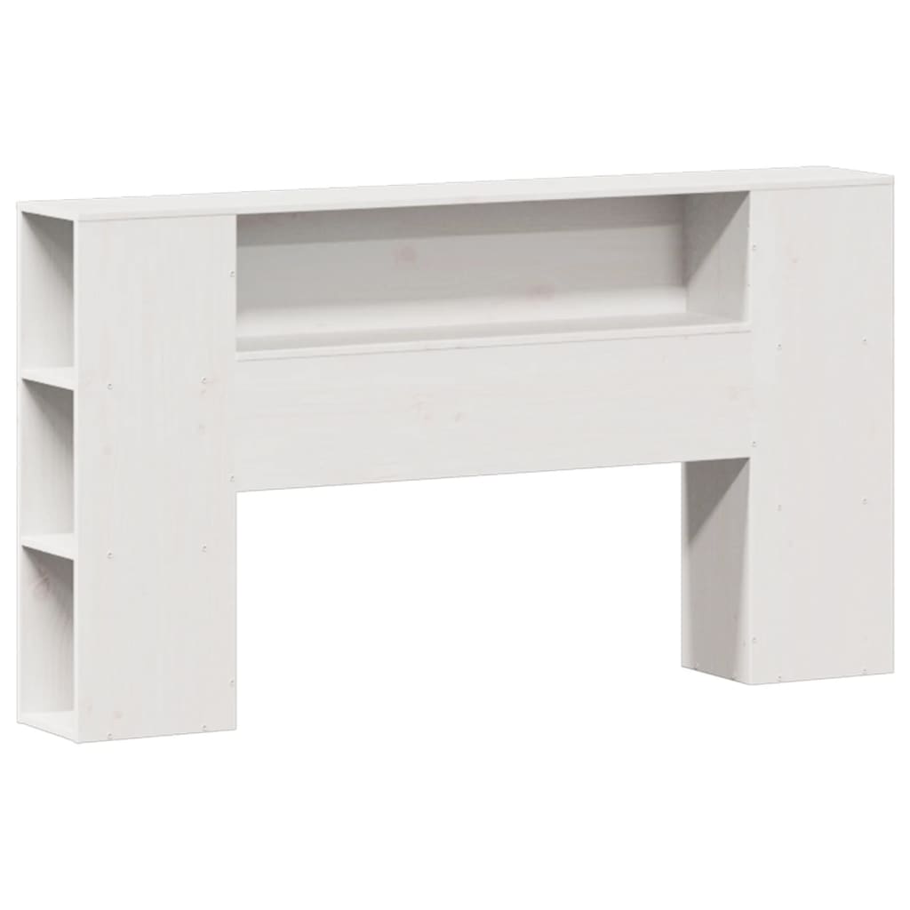 vidaXL Pat cu bibliotecă fără saltea, alb, 140x190 cm, lemn masiv pin vidaXL Pat cu bibliotecă fără saltea, alb, 140x190 cm, lemn masiv pin