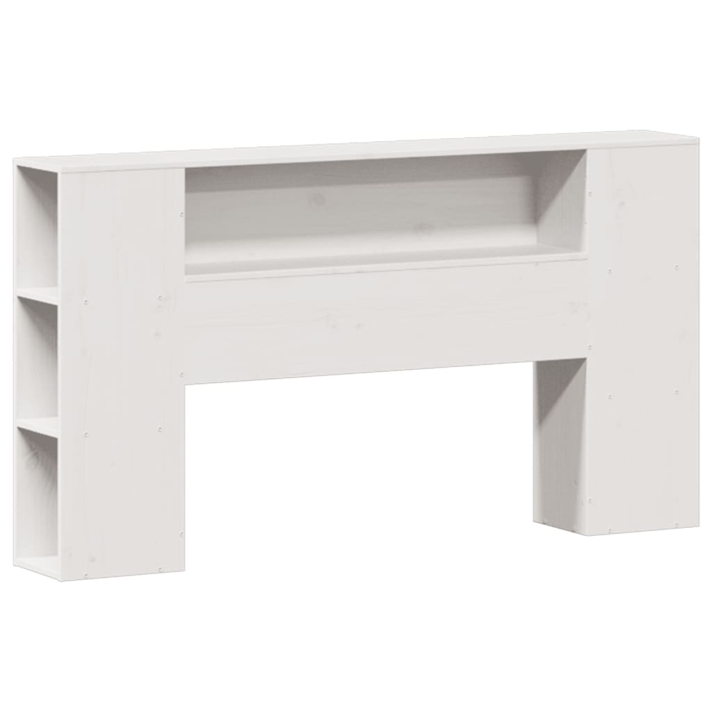 vidaXL Pat cu bibliotecă fără saltea, alb, 135x190 cm, lemn masiv pin