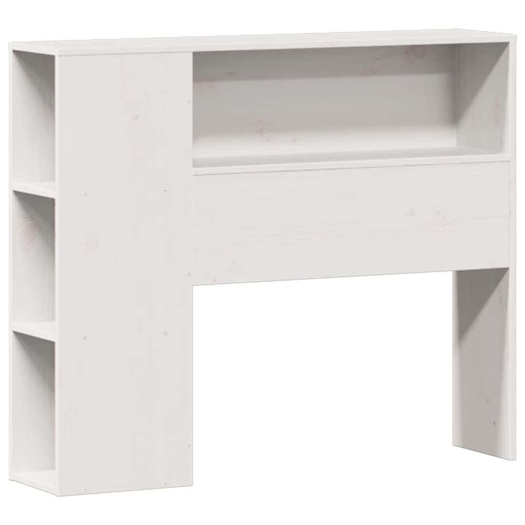 vidaXL Pat cu bibliotecă fără saltea, alb, 90x200 cm, lemn masiv pin