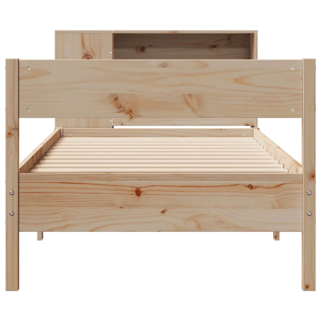 vidaXL Pat cu bibliotecă fără saltea, 90x190 cm, lemn masiv de pin vidaXL Pat cu bibliotecă fără saltea, 90x190 cm, lemn masiv de pin