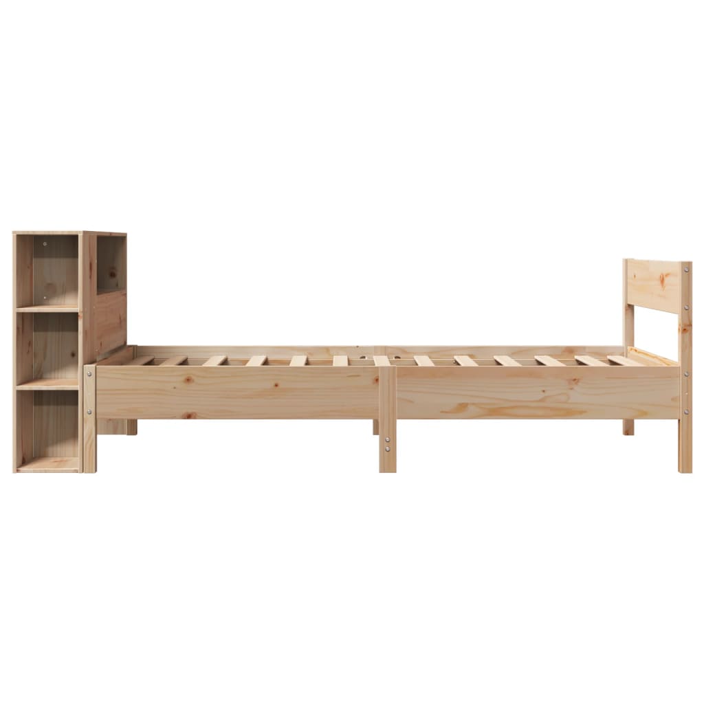 vidaXL Pat cu bibliotecă fără saltea, 90x190 cm, lemn masiv de pin vidaXL Pat cu bibliotecă fără saltea, 90x190 cm, lemn masiv de pin