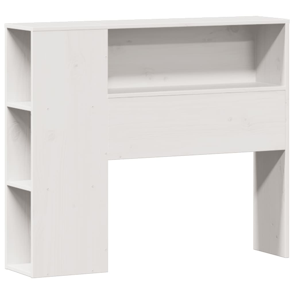 vidaXL Pat cu bibliotecă fără saltea, alb, 75x190 cm, lemn masiv pin