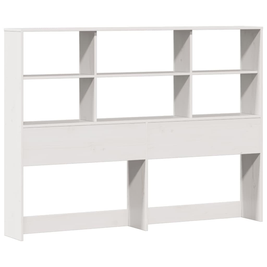 vidaXL Pat cu bibliotecă fără saltea, alb, 200x200 cm, lemn masiv pin