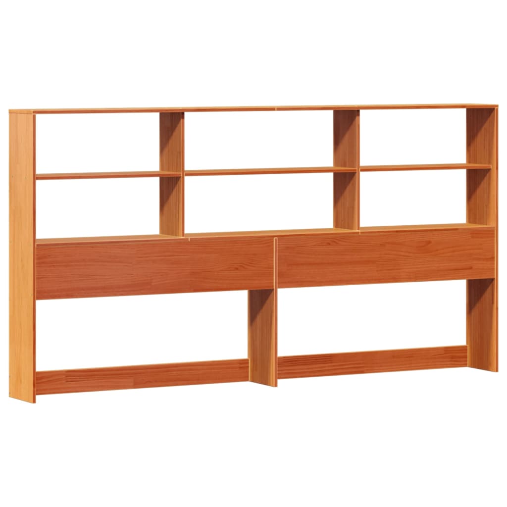 vidaXL Pat cu bibliotecă fără saltea maro 200x200 cm lemn masiv de pin