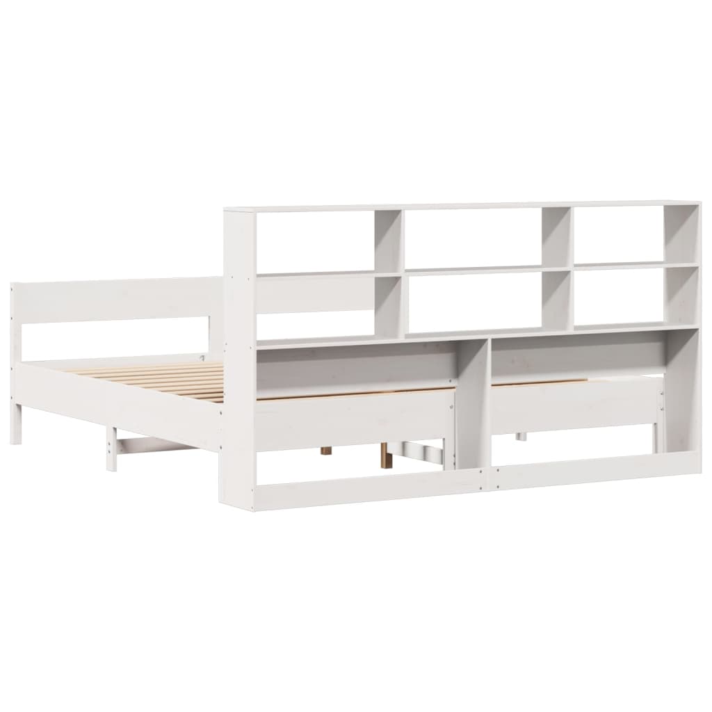 vidaXL Pat cu bibliotecă fără saltea, 180x200 cm, lemn masiv de pin