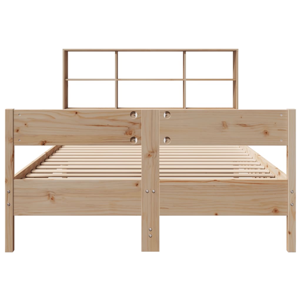 vidaXL Pat cu bibliotecă fără saltea, 160x200 cm, lemn masiv de pin