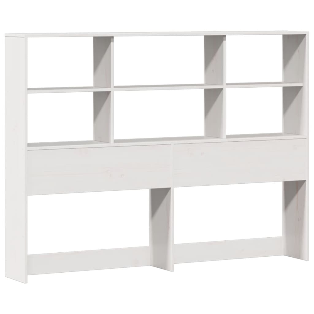 vidaXL Pat cu bibliotecă fără saltea, alb, 160x200 cm, lemn masiv pin vidaXL Pat cu bibliotecă fără saltea, alb, 160x200 cm, lemn masiv pin