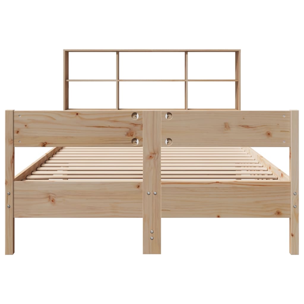 vidaXL Pat cu bibliotecă fără saltea, 150x200 cm, lemn masiv de pin