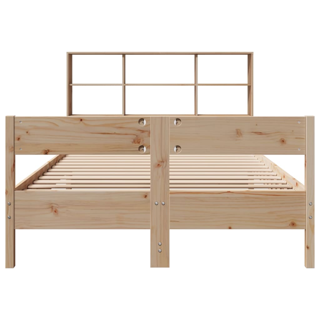 vidaXL Pat cu bibliotecă fără saltea, 140x200 cm, lemn masiv de pin vidaXL Pat cu bibliotecă fără saltea, 140x200 cm, lemn masiv de pin