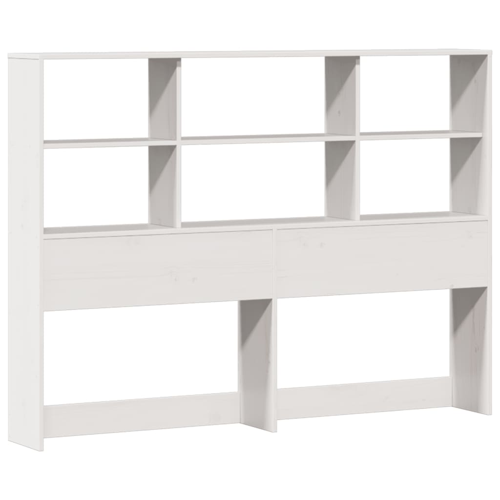 vidaXL Pat cu bibliotecă fără saltea, alb, 140x200 cm, lemn masiv pin vidaXL Pat cu bibliotecă fără saltea, alb, 140x200 cm, lemn masiv pin