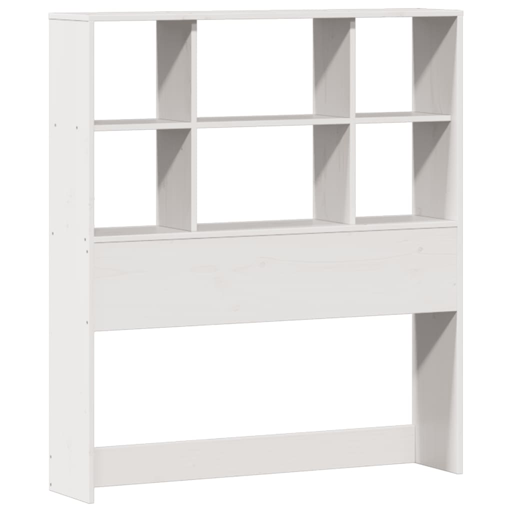 vidaXL Pat cu bibliotecă fără saltea, alb, 90x200 cm, lemn masiv pin vidaXL Pat cu bibliotecă fără saltea, alb, 90x200 cm, lemn masiv pin