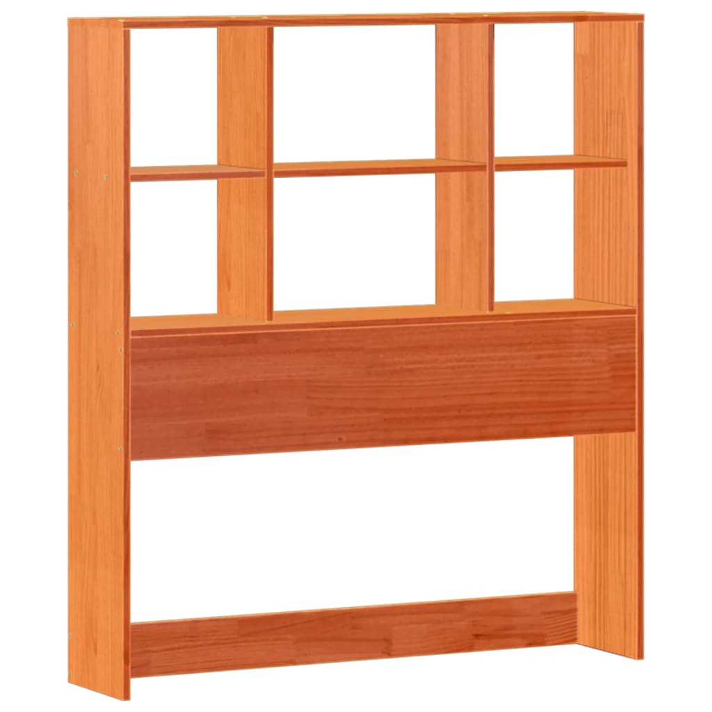 vidaXL Pat cu bibliotecă fără saltea, maro, 90x200 cm, lemn masiv pin