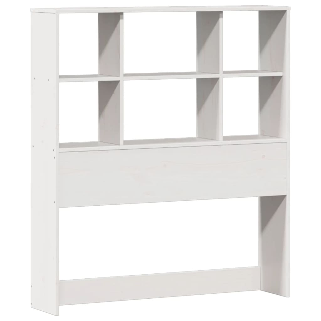 vidaXL Pat cu bibliotecă fără saltea, alb, 90x190 cm, lemn masiv pin