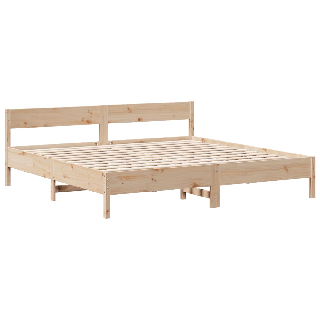 vidaXL Pat cu bibliotecă fără saltea, 180x200 cm, lemn masiv de pin