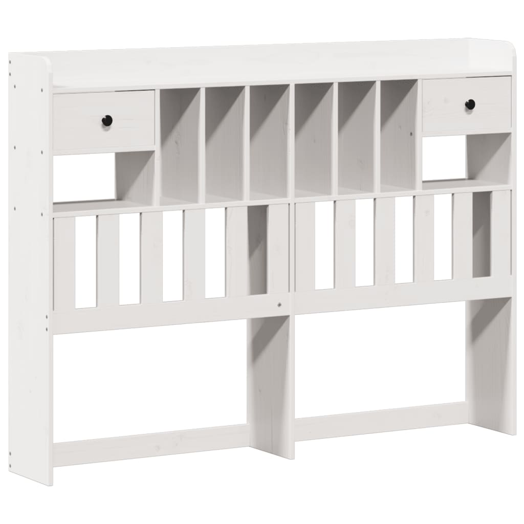 vidaXL Pat cu bibliotecă fără saltea, alb, 160x200 cm, lemn masiv pin