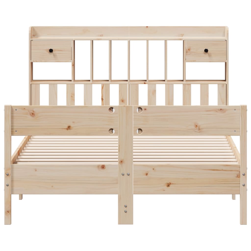 vidaXL Pat cu bibliotecă fără saltea, 140x190 cm, lemn masiv de pin vidaXL Pat cu bibliotecă fără saltea, 140x190 cm, lemn masiv de pin