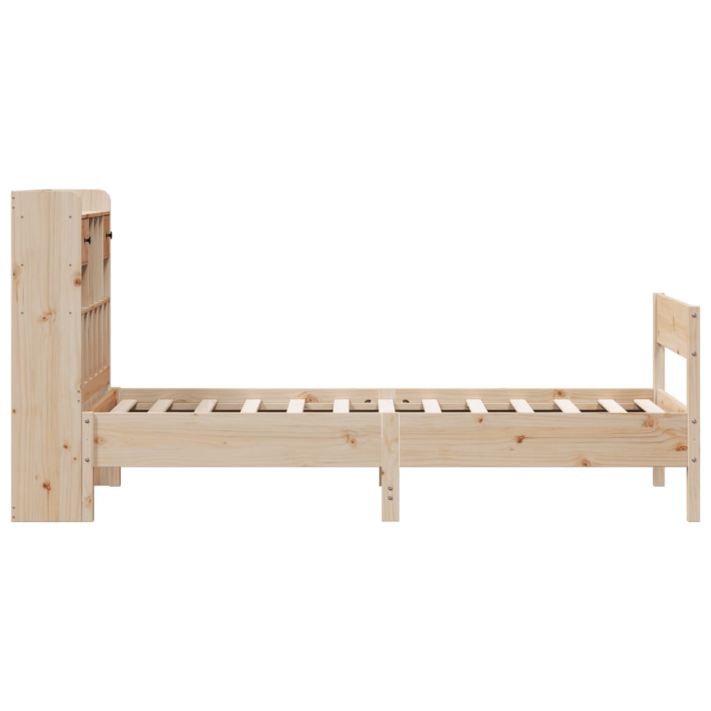 vidaXL Pat cu bibliotecă fără saltea, 90x190 cm, lemn masiv de pin vidaXL Pat cu bibliotecă fără saltea, 90x190 cm, lemn masiv de pin