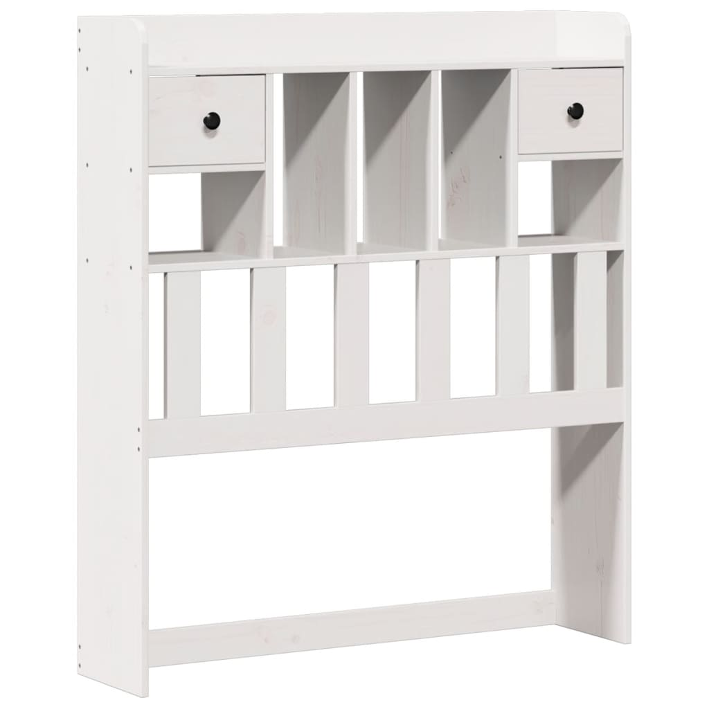 vidaXL Pat cu bibliotecă fără saltea, alb, 75x190 cm, lemn masiv pin vidaXL Pat cu bibliotecă fără saltea, alb, 75x190 cm, lemn masiv pin