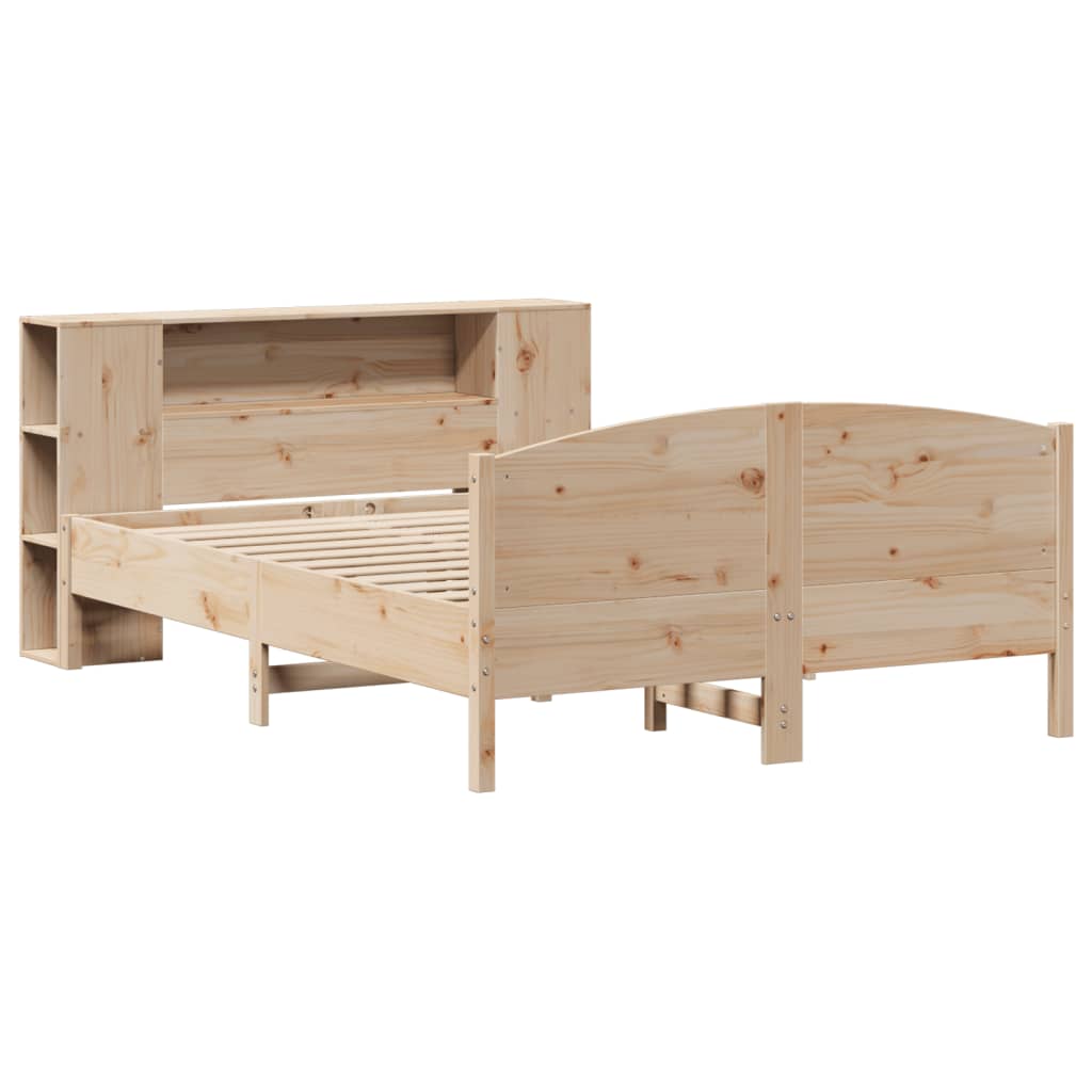 vidaXL Pat cu bibliotecă fără saltea, 150x200 cm, lemn masiv de pin