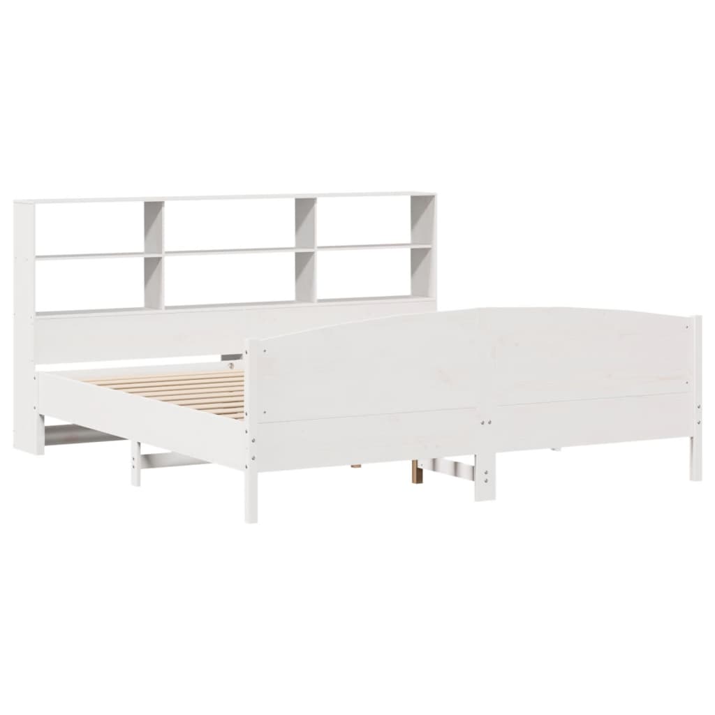 vidaXL Pat cu bibliotecă fără saltea, 180x200 cm, lemn masiv de pin
