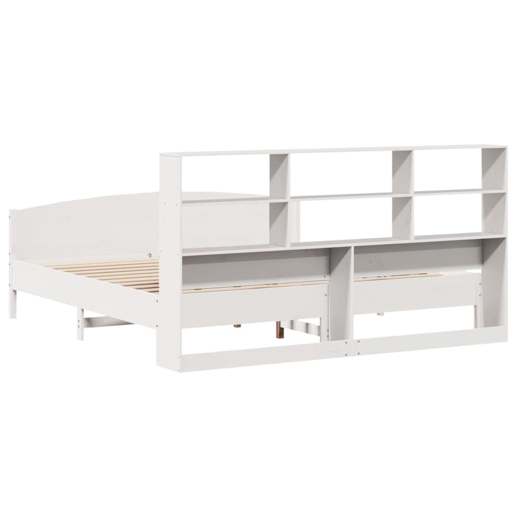 vidaXL Pat cu bibliotecă fără saltea, 180x200 cm, lemn masiv de pin