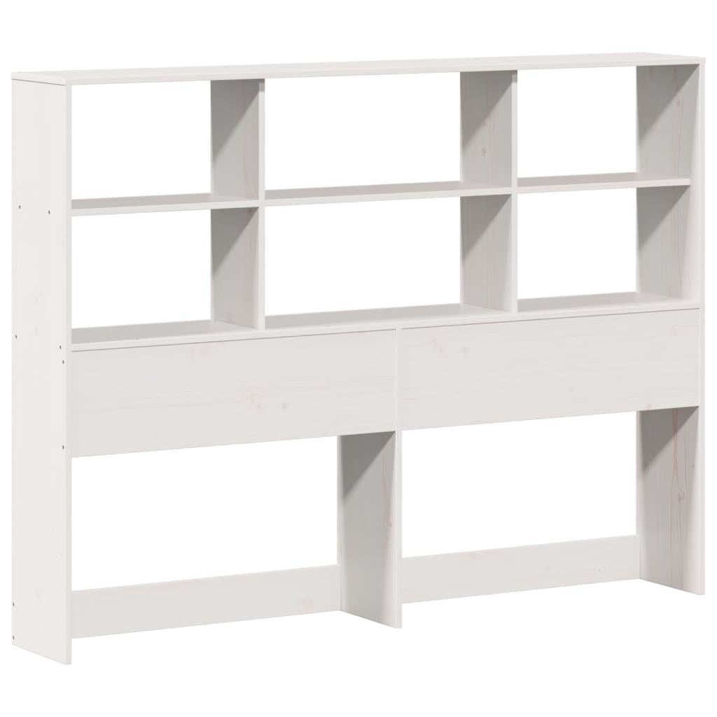 vidaXL Pat cu bibliotecă fără saltea, alb, 160x200 cm, lemn masiv pin vidaXL Pat cu bibliotecă fără saltea, alb, 160x200 cm, lemn masiv pin