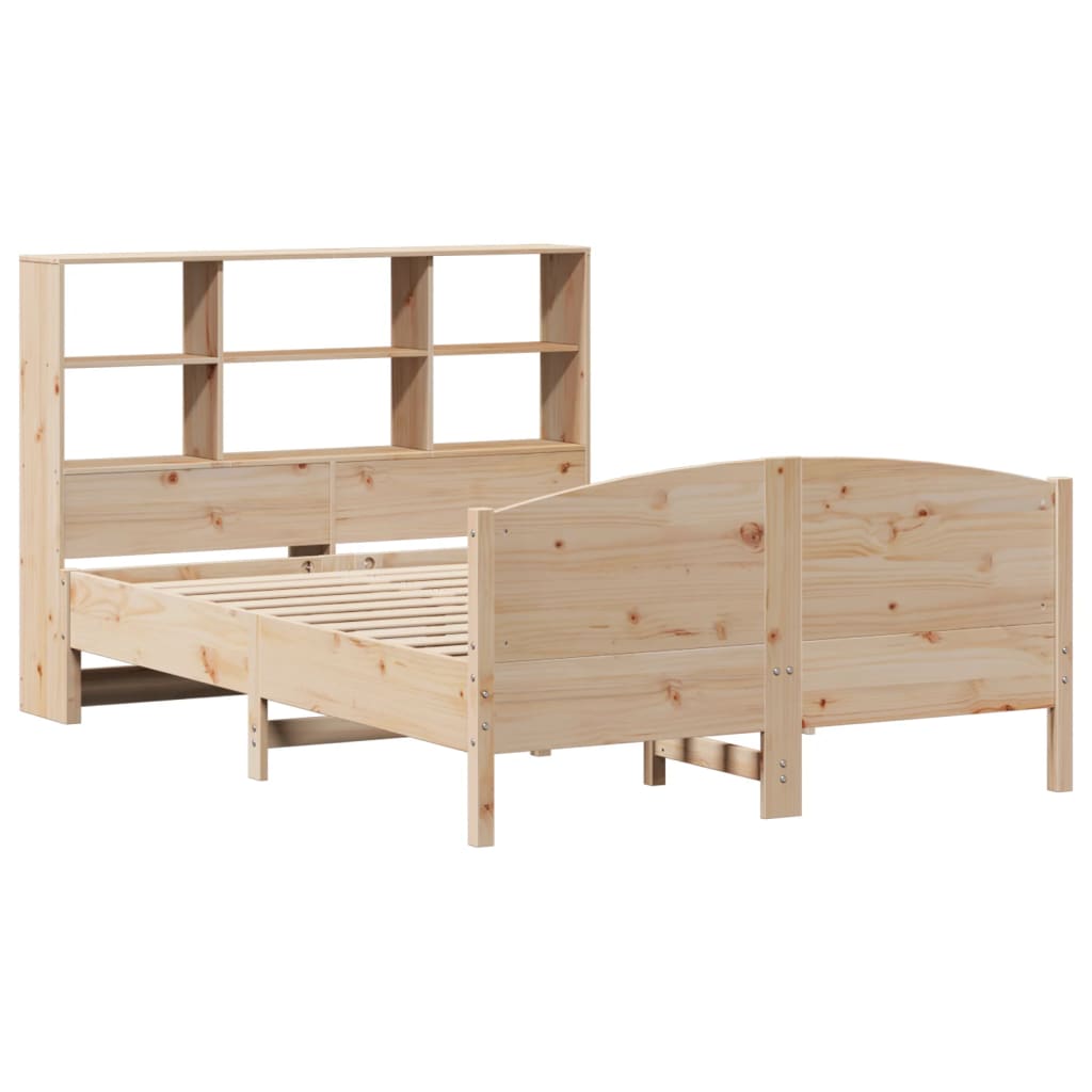 vidaXL Pat cu bibliotecă fără saltea, 120x190 cm, lemn masiv de pin vidaXL Pat cu bibliotecă fără saltea, 120x190 cm, lemn masiv de pin