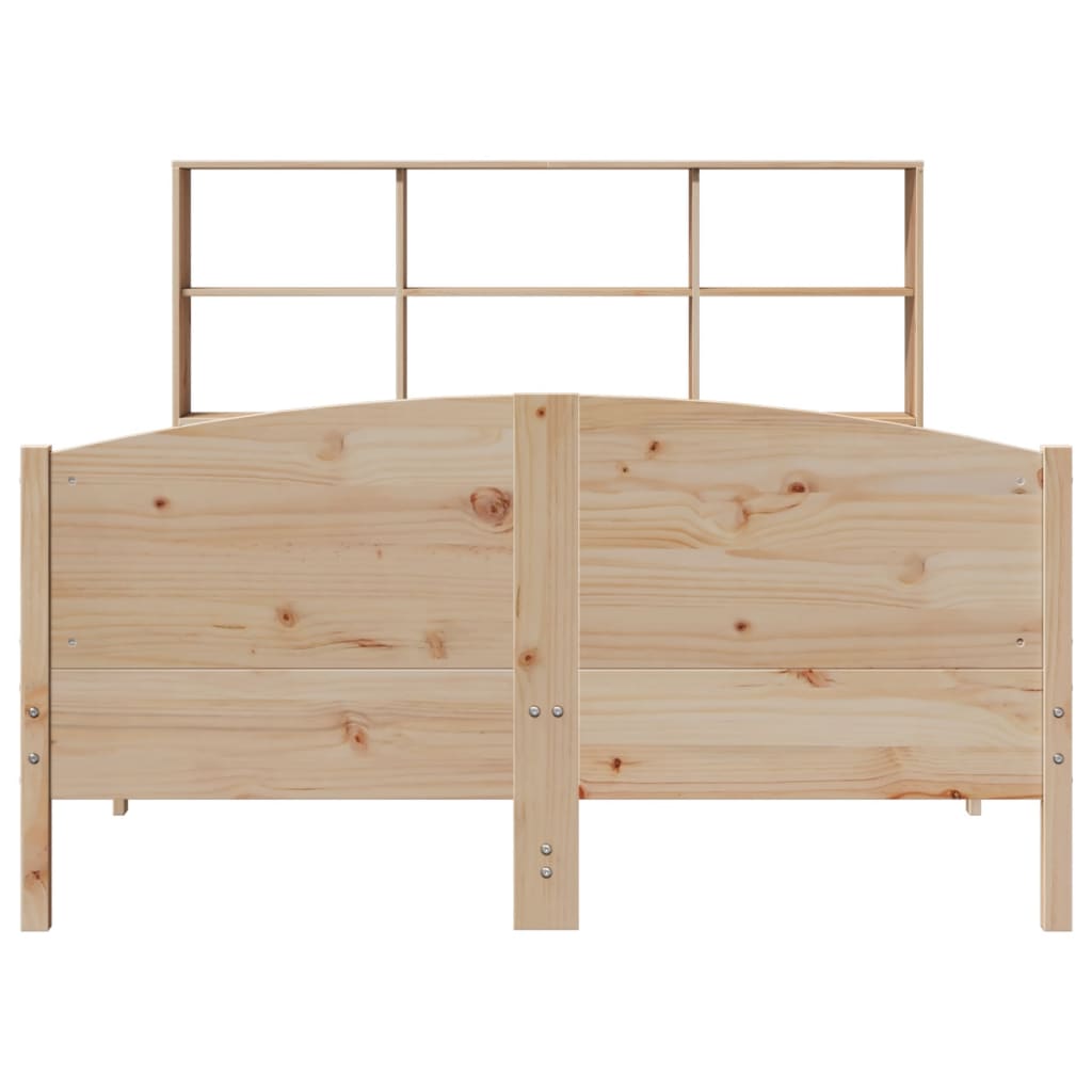 vidaXL Pat cu bibliotecă fără saltea, 120x190 cm, lemn masiv de pin vidaXL Pat cu bibliotecă fără saltea, 120x190 cm, lemn masiv de pin