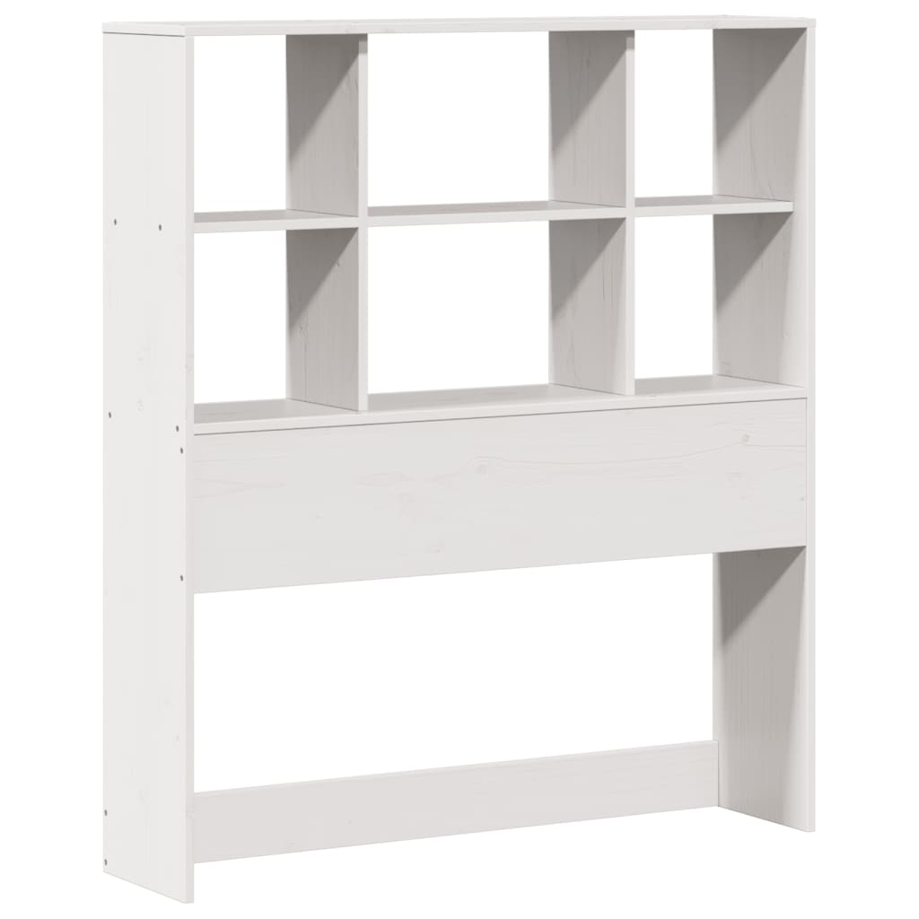 vidaXL Pat cu bibliotecă fără saltea, alb, 90x200 cm, lemn masiv pin vidaXL Pat cu bibliotecă fără saltea, alb, 90x200 cm, lemn masiv pin