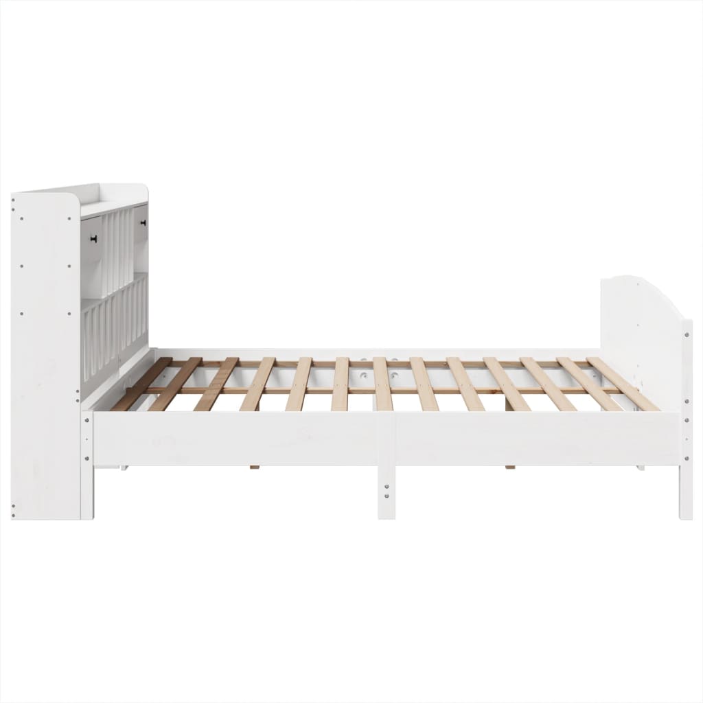 vidaXL Pat cu bibliotecă fără saltea, 180x200 cm, lemn masiv de pin