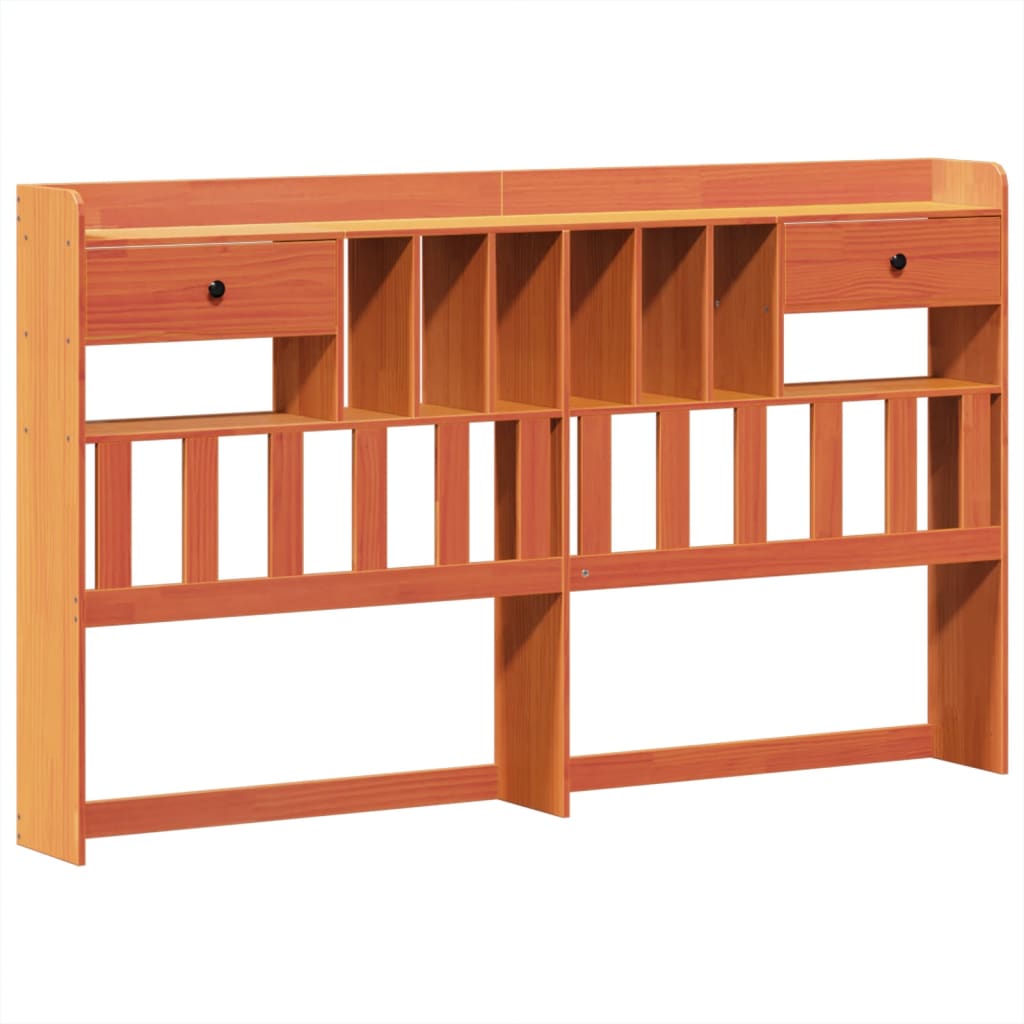 vidaXL Pat cu bibliotecă fără saltea maro 180x200 cm lemn masiv de pin