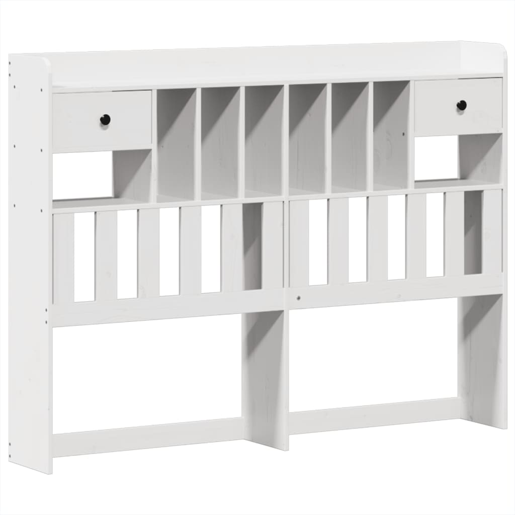 vidaXL Pat cu bibliotecă fără saltea, alb, 160x200 cm, lemn masiv pin vidaXL Pat cu bibliotecă fără saltea, alb, 160x200 cm, lemn masiv pin