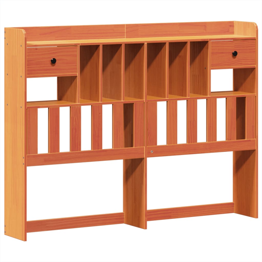 vidaXL Pat cu bibliotecă fără saltea maro 160x200 cm lemn masiv de pin vidaXL Pat cu bibliotecă fără saltea maro 160x200 cm lemn masiv de pin