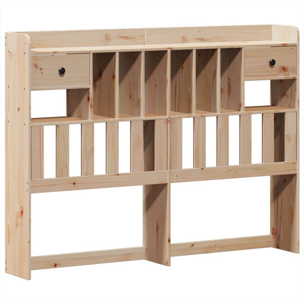 vidaXL Pat cu bibliotecă fără saltea, 140x190 cm, lemn masiv de pin vidaXL Pat cu bibliotecă fără saltea, 140x190 cm, lemn masiv de pin