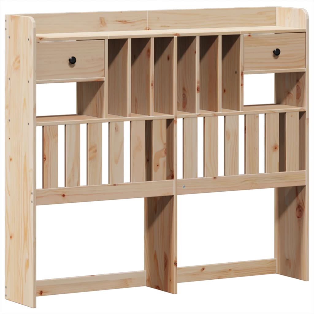 vidaXL Pat cu bibliotecă fără saltea, 135x190 cm, lemn masiv de pin vidaXL Pat cu bibliotecă fără saltea, 135x190 cm, lemn masiv de pin