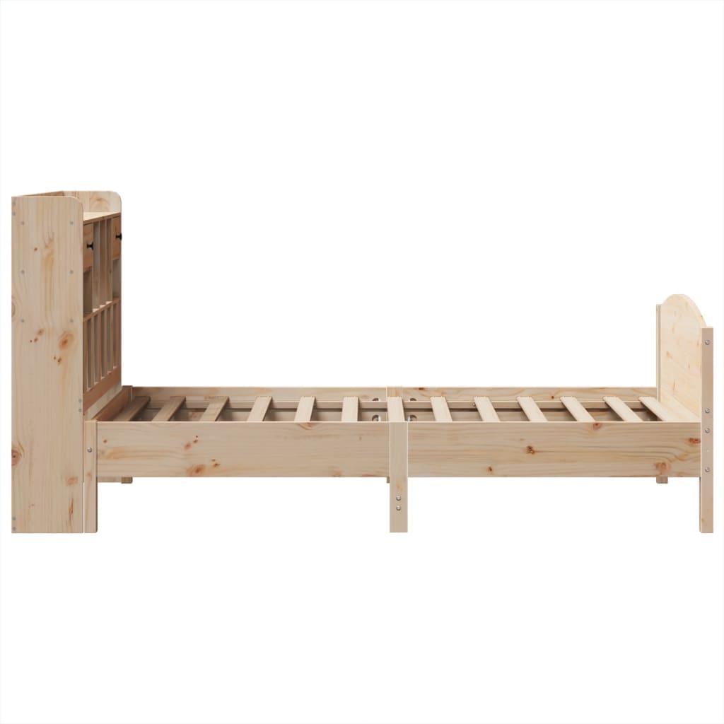 vidaXL Pat cu bibliotecă fără saltea, 75x190 cm, lemn masiv de pin
